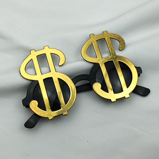 抖音网红搞怪眼镜美金符号墨镜生日活动女生个性拍照道具结婚用品