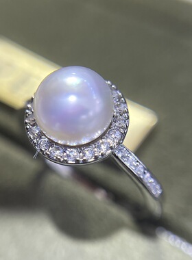 太阳花戒指14k注金双色可选7-8mm天然高品质淡水珍珠镶嵌经典