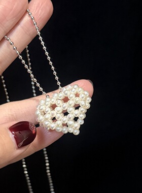 纯手工编织立体爱心吊坠日常的时髦松弛感轻松拿捏（含链70+5cm)