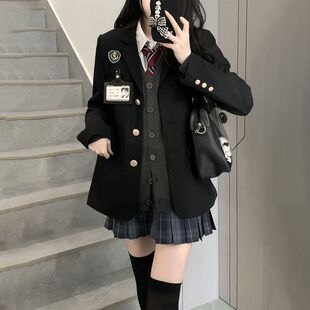 原创动漫学姐jk制服套装女秋冬学院风格裙针织开衫川岛私立学院