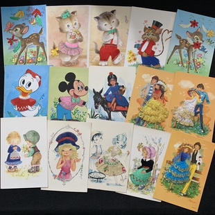 立体童话故事 儿童 针织蕾丝 珍藏老明信片 纯手工刺绣