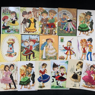 立体童话故事 儿童 针织蕾丝 珍藏老明信片 纯手工刺绣