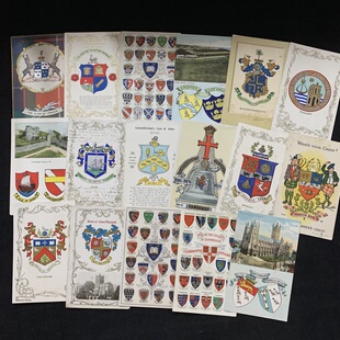 英国 校徽 城市 学院徽章 珍藏老明信片 大学