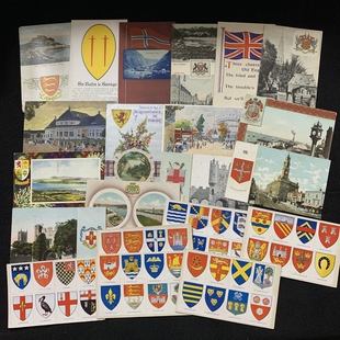 英国 校徽 城市 学院徽章 珍藏老明信片 大学