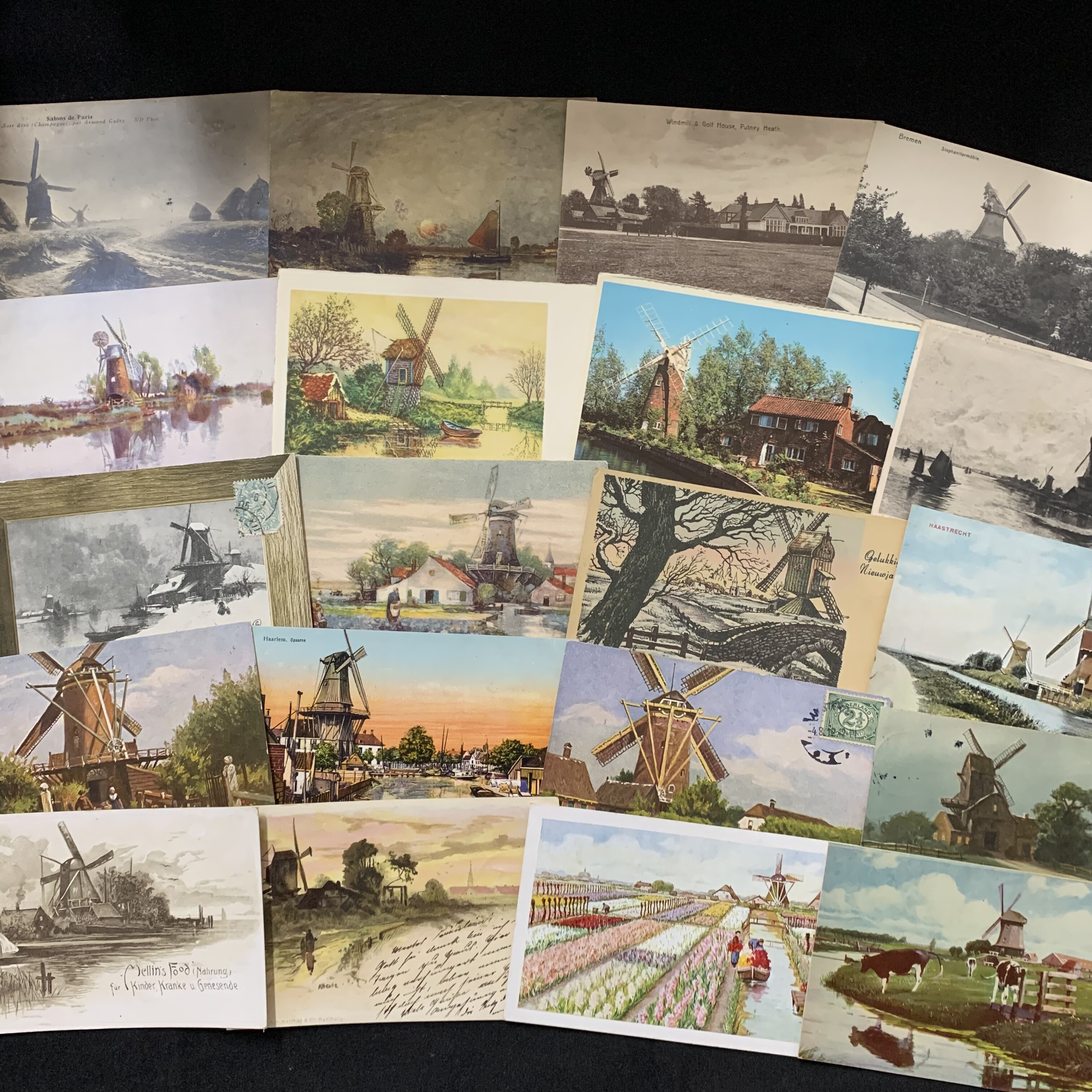 26 欧洲早期  复古  荷兰风车   珍藏老明信片