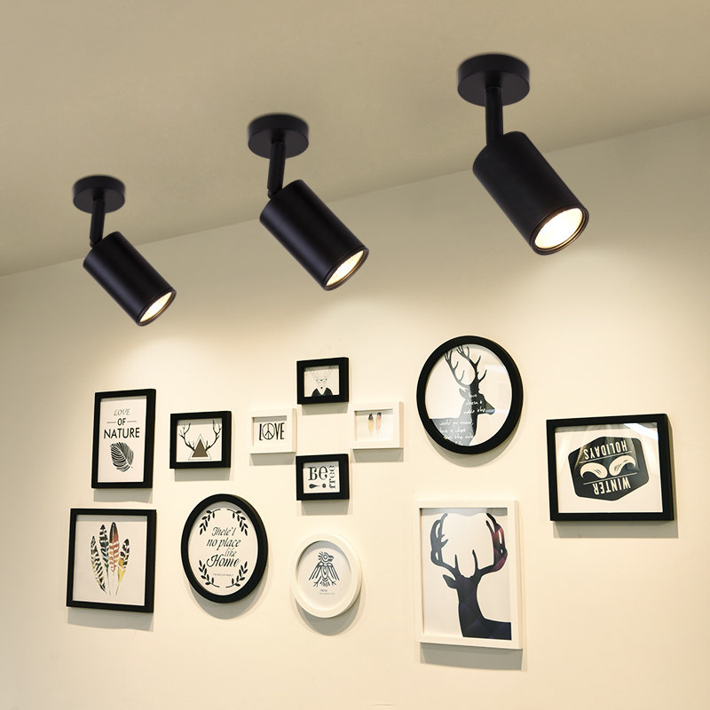 led明装小射灯单灯客厅电视背景墙家用射灯北欧照画灯5w12w吸顶式