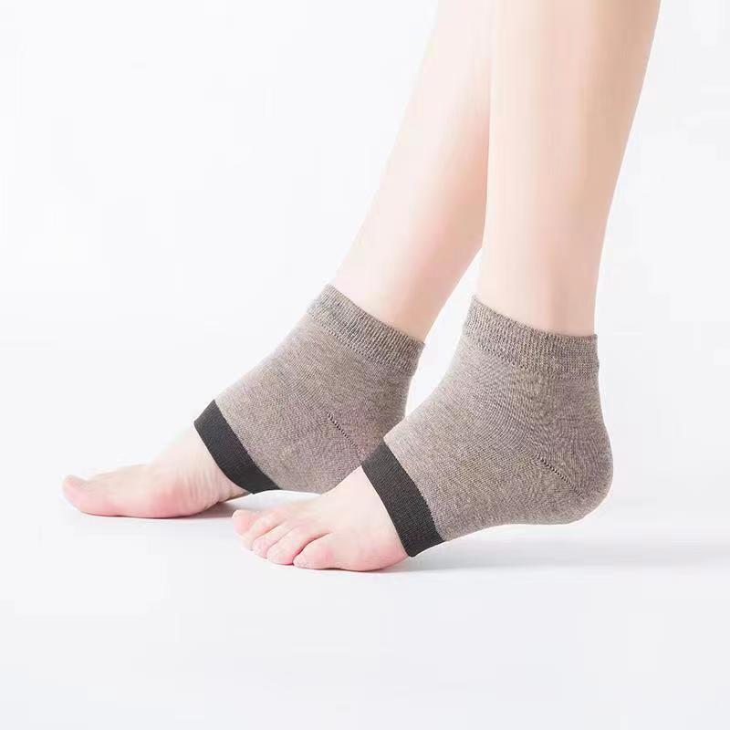 足裂纯色女袜四季袜子硅胶保护套防后脚跟干裂护脚袜不掉色棉袜子