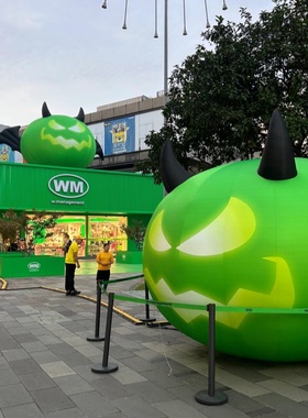 万圣节充气绿色恶魔南瓜气模定制商场店铺户外装饰发光场景布置