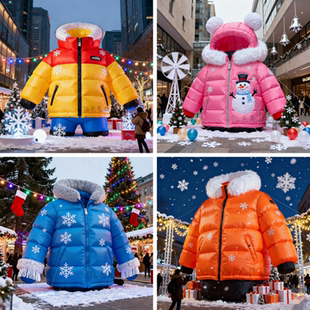 大型充气羽绒服气模定制仿真衣服冬户外品牌宣传商场活动美陈打卡