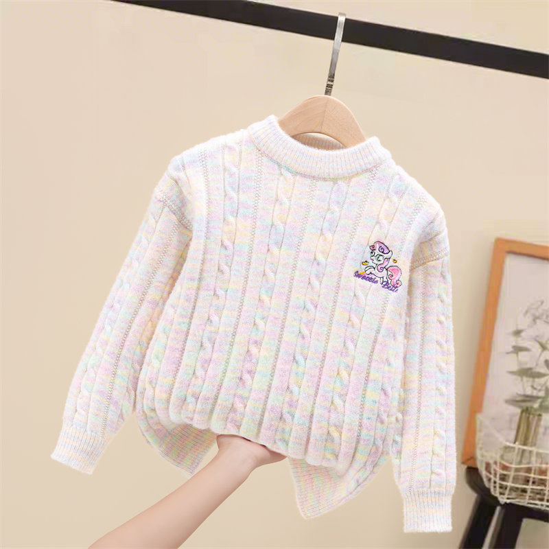 女童毛衣冬季2025新款加厚洋气中大童打底上衣加绒保暖儿童针织衫