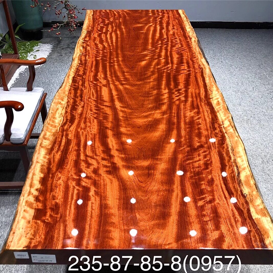 巴花实木大板茶桌椅套装古典新中式巴西花梨木大板桌茶台办公家具