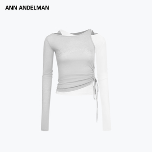 设计师ANN ANDELMAN两件式烫钻夏季薄款物理防晒长袖T恤女空调衫