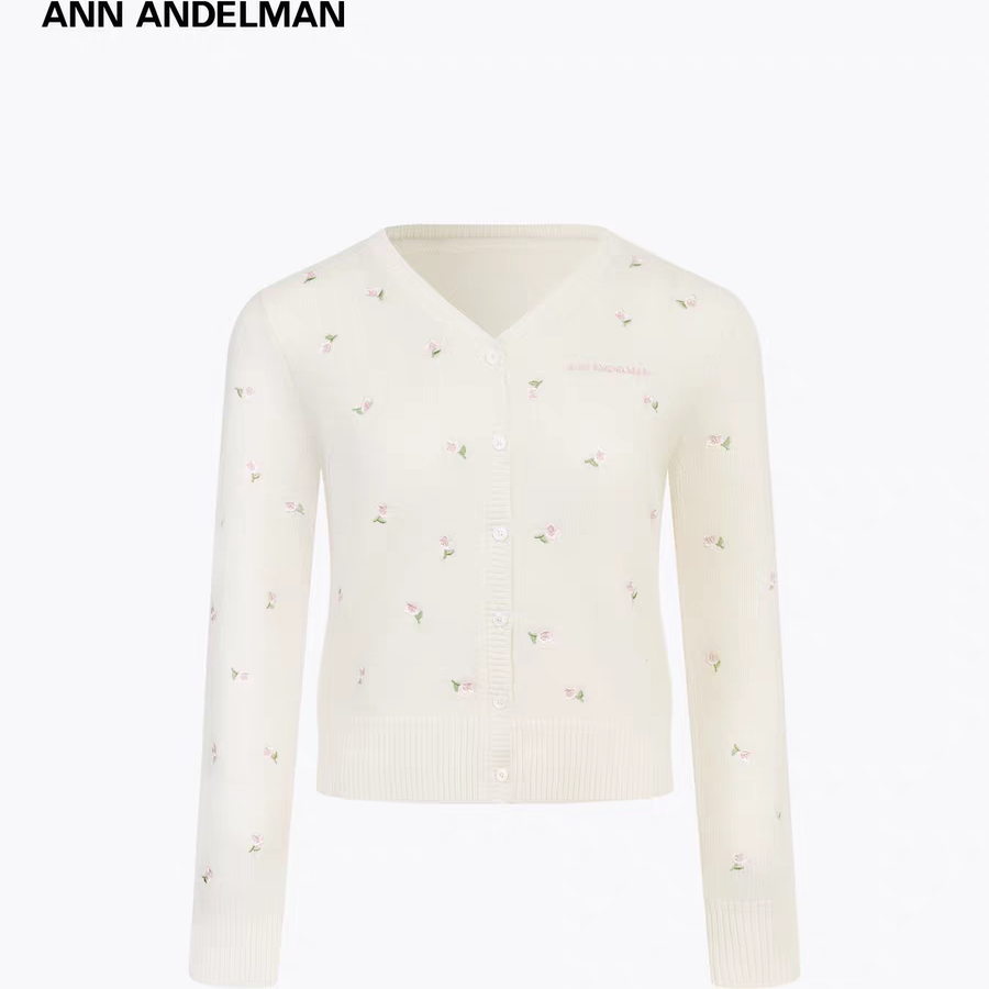 ANN ANDELMAN2026早春新款花朵刺绣针织衫春日氛围感羊毛软糯外套