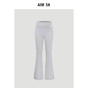 翻腰设计夹标九分运动裤 SH女士 AIM 休闲微喇裤 新品