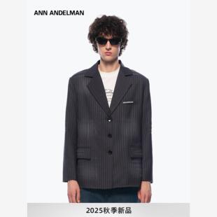 ANN 外套男秋冬宽松高级感痞帅休闲西服 ANDELMAN官方直营条纹西装