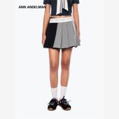 设计师ANN ANDELMAN 撞色a字短裙解构拼接JK百褶半身裙女
