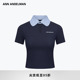 ANDELMAN 格子POLO领短袖 T恤女短款 设计师ANN 小众不撞款 上衣