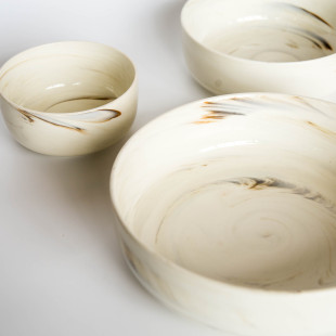 陆升Luzerne经典云纹石大理石Marble系列深盘汤碗面碗馄饨碗釉下
