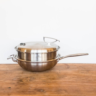 JadeBamboo/百灵鸟32cm三层钢一体成型家用商用18-10不锈钢炒锅