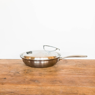 JadeBamboo/百灵鸟28cm三层钢一体成型1810不锈钢平底煎锅带盖