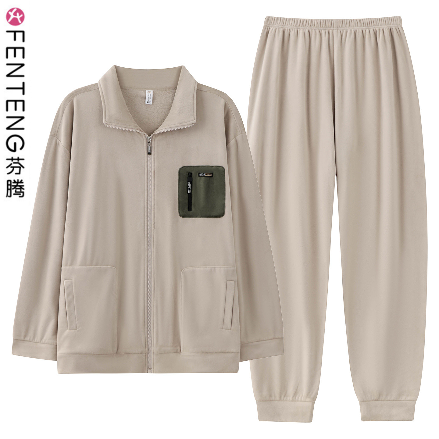 男士睡衣秋冬季海岛绒薄绒家居服