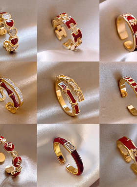 新款ins锆石开口戒指小众设计轻奢感指环简约气质百搭手饰女