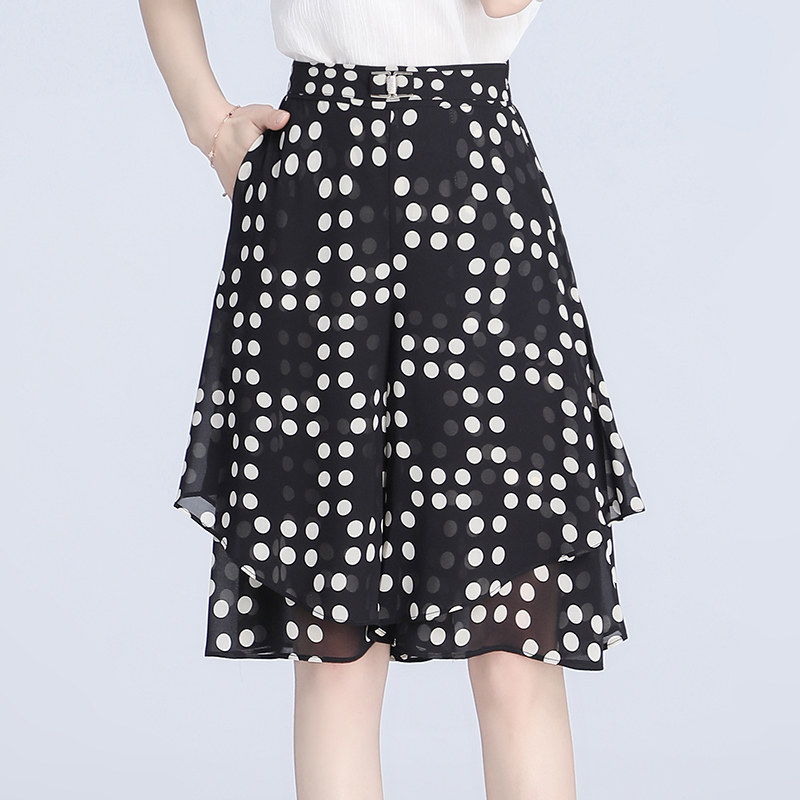 五分裤女夏季裙裤2023新款显瘦高腰宽松阔腿裤雪纺七分裤花色裤裙