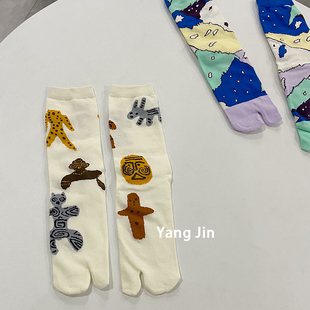 新款ins风tabi分趾袜中筒二趾袜女袜日常百搭猪脚袜