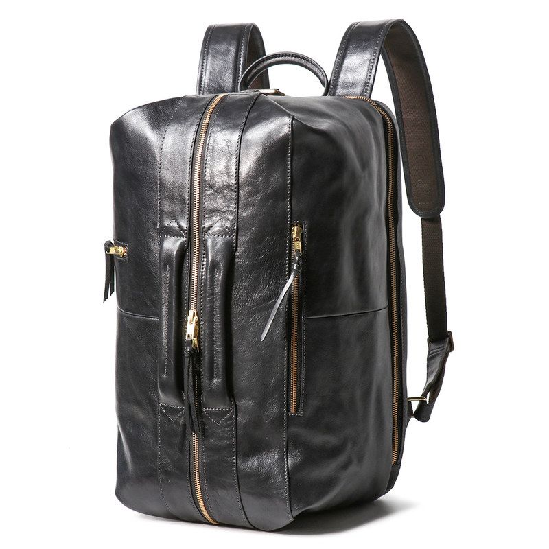 跨境高级感男出差旅行双肩背包植鞣皮手提旅行袋多功能牛皮电脑包