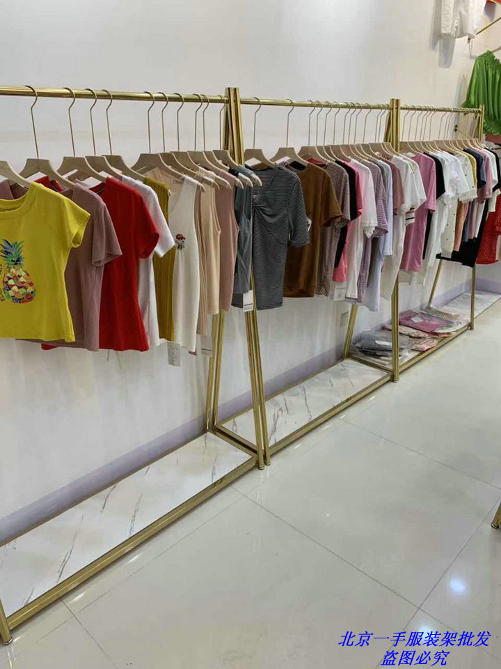女装服装店不锈钢男装中岛架落地钛金色陈列架黄金服装展示架简易