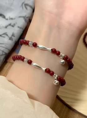 S925纯银锦鲤朱砂手串轻奢小众精致高级感铃铛手链女生送闺蜜手饰