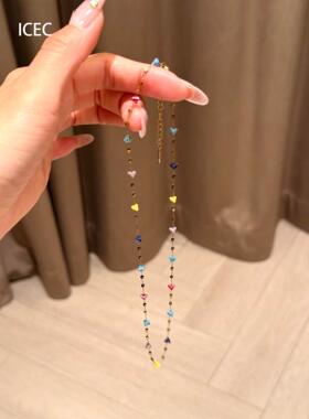 多巴胺彩色迷你爱心项链女配饰