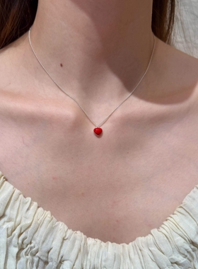 红色爱心吊坠项链女2026新款
