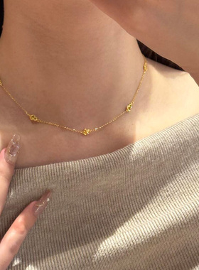 S925纯银金色鱼鳞小葫芦项链