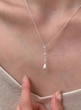 拉丝水滴闪钻项链女配饰气质