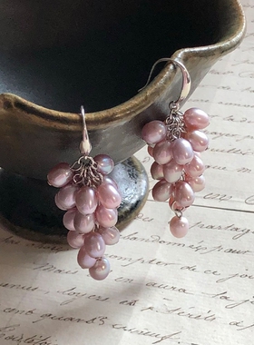 紫色葡萄串耳环女2026新款高级感轻奢小众耳钩新中式国风文艺耳饰