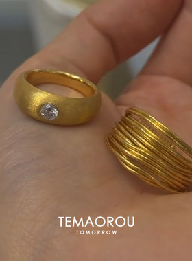 金色多层宽戒指女轻奢高级感指环