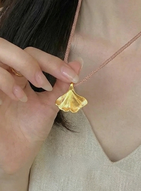 金色银杏叶项链女时光精致颈链