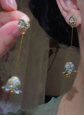 复古铃兰花流苏耳钉轻奢小众设计