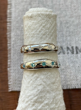 银色星芒素圈戒指女小众设计百搭