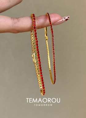 极细仿红宝石手链新年氛围感手饰