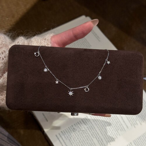 星芒半月星星吊坠项链气质百搭