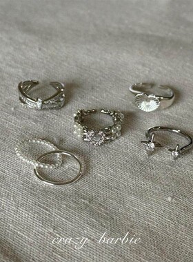 银色仿珍珠戒指女高级感轻奢指环