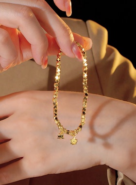 超闪金色碎冰冰铃兰花手链女款