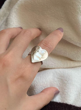 银色爱心戒指女小众设计精致指环