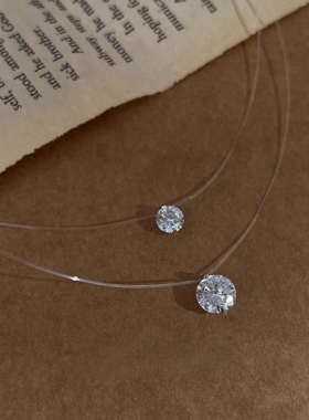 银色人鱼之泪仿钻吊坠项链女颈链