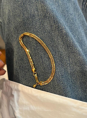 中古金色素链泡泡蛇骨手链女生