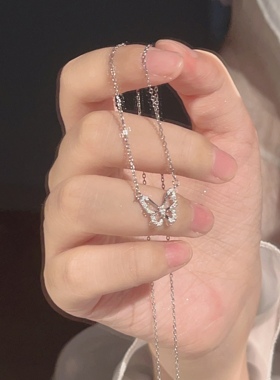 925银蝴蝶项链女锁骨链轻奢小众