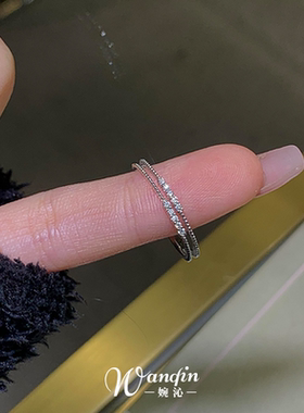 银色排钻素圈戒指时尚通勤指环