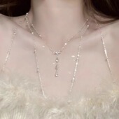S925银身体链胸链性感高级感锁骨链后背链项链女生2026年新款 爆款